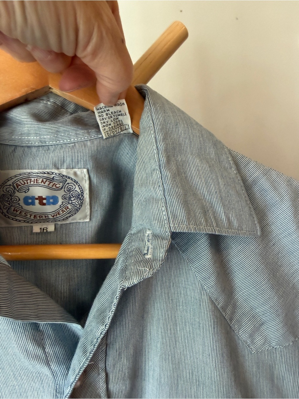 Vntg Authentic ata Western Wear Pearl Snap Short Sleeve Shirt Men’s Large Blue - Picture 5 of 7